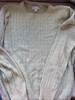 Kim Rogers Pastel Mint Cable Knit Crewneck Sweater - Women's
